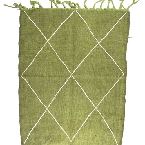 Olive Green Moroccan Rug – Geometric Handwoven Design