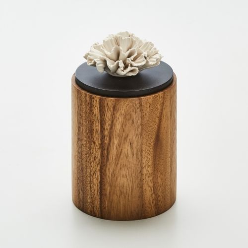CYLA M-BOÎTE DÉCORATIVE EN BOIS ORNÉE D'UNE FLEUR EN PORCELAINE