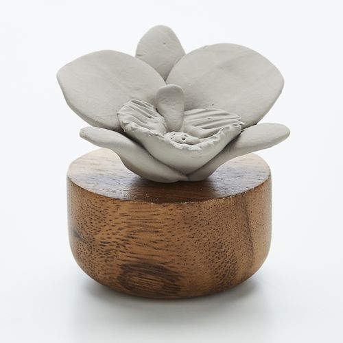 ORCHIDÉE DU NÉPAL GRISE- DIFFUSEUR EN PORCELAINE ET BOIS DACACIA POUR INTÉRIEUR