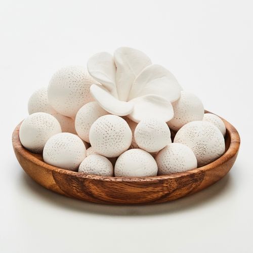Bali - Plateau À Parfumer En Porcelaine Et Bois Dacacia