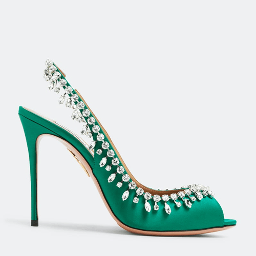 Temptation crystal 105 sandals-GREEN