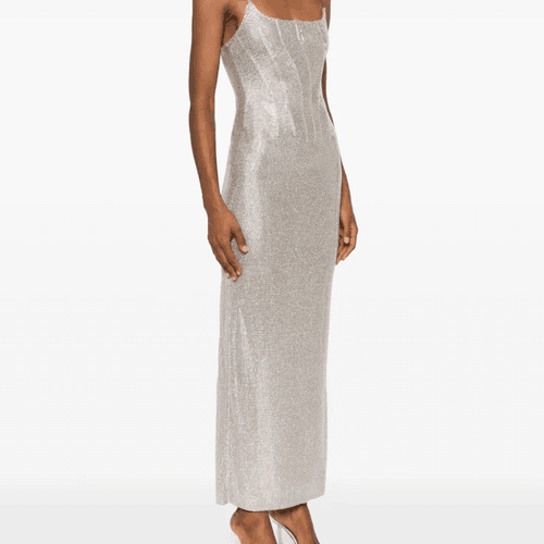 robe-bustier longue à ornements en cristal