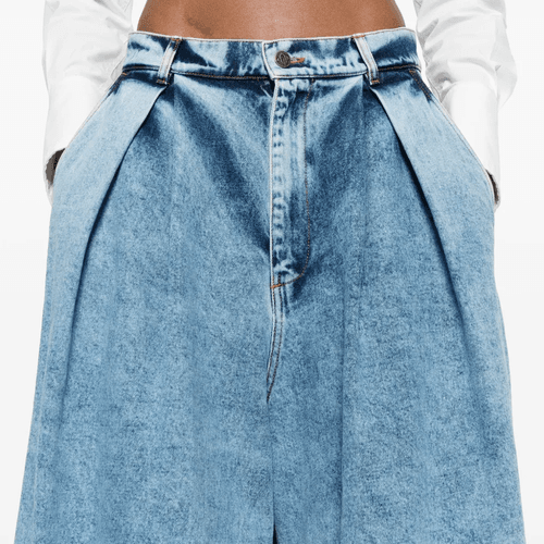 MAXI PANTS IN MARBLED DENIM 