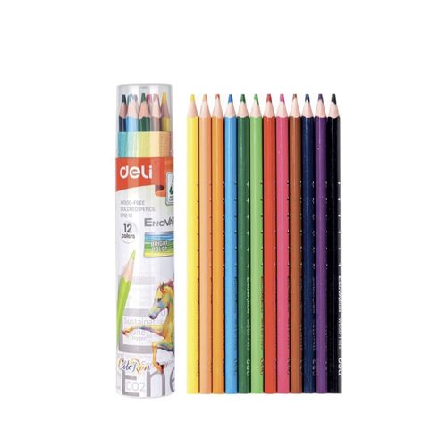 Crayons de couleur de 12 Long Deli Boite Ronde 