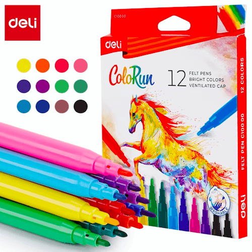 Feutres de coloriage de 12 Deli 