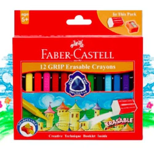 Pack de 12 Crayons de cire GRIP + Gomme + Taille crayon Faber-Castell