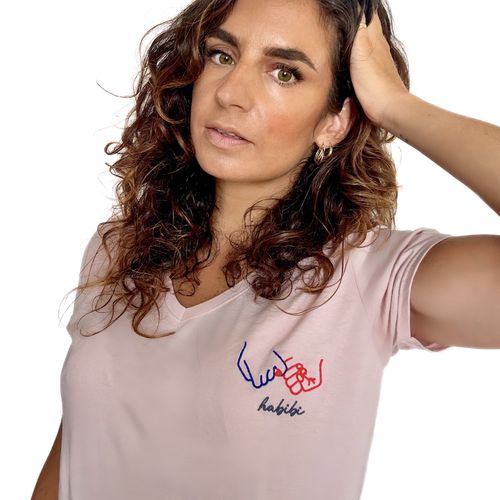 Teeshirt Habibi 2 mains rose