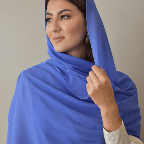 Châle crêpe chiffon - Bleu iris