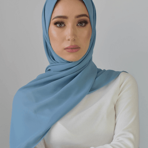 Châle crêpe chiffon - Cameo blue