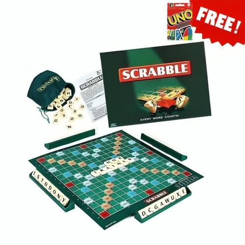 Jeu De Société De Mots Scrabble Classique + Jeu De Carte Uno Gratuit