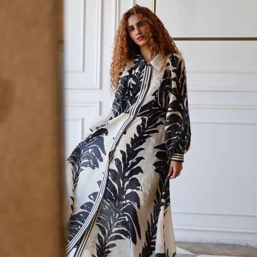 ROBE EN SOIE ET EN LIN