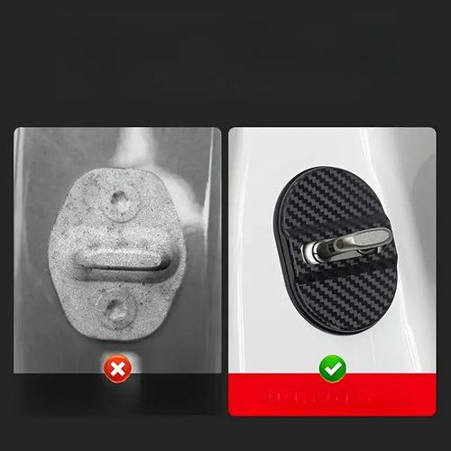 4 Couvre-Serrures Voiture Carbone - Protection Anti-Rayures ABS - Design Moderne Universel