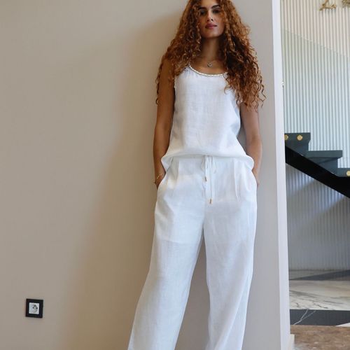 PANTALON EN LIN BLANC
