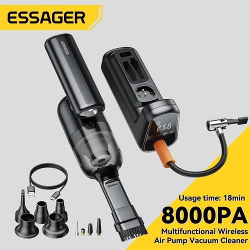 Aspirateur sans fil multifonctionnel, souffleur d'air, compresseur d'air, gonfleur de voiture, avec lumière LED 8000pa