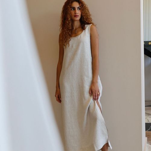 ROBE EN LIN BEIGE 