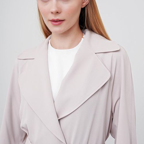 Robe Beige à Double Boutonnage et Ceinture