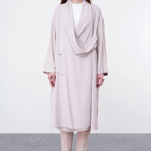 Robe Décontractée Beige avec Poches