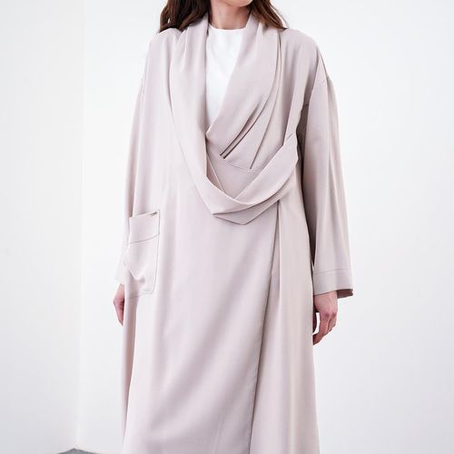 Robe Décontractée Beige avec Poches