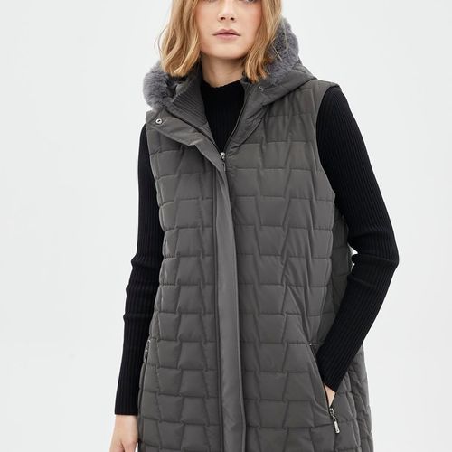 Gilet à capuche fumé à motifs matelassés