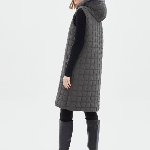 Gilet à capuche fumé à motifs matelassés