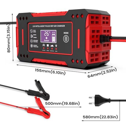 Chargeur de batterie de voiture 12V 6A, réparation d'impulsions, écran LCD, Charge rapide intelligente, AGM, Cycle profond, GEL, plomb-acide, pour automobile et moto