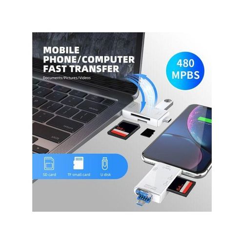 Lecteur de Carte USB 3.0 Multifonction 6 en 1,Disque U, Type C, Micro USB, clé USB TF, Clé USB SD, Adaptateur