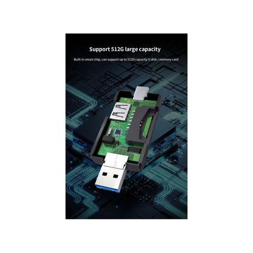 Lecteur de Carte USB 3.0 Multifonction 6 en 1, Disque U, Type C, Micro USB, Clé USB TF, Clé USB SD, Adaptateur