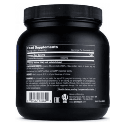 Animal 100% Pure Creatine Monohydrate 500 g Unflavored - Puissance et Force Pure