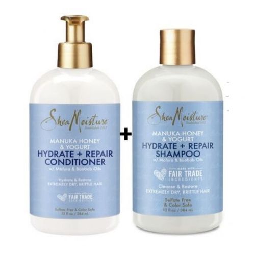Shea Moisture Shampooing & Après-Shampooing Manuka & Yogourt - Soin Réparateur & Hydratant