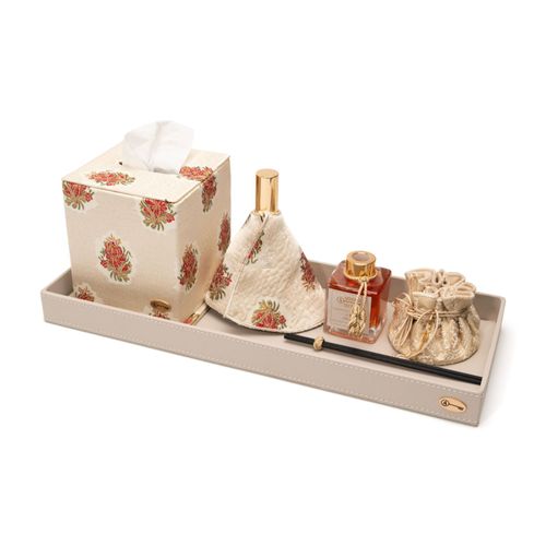 Grand Plateau Senteurs Tissu Tradition / Tissu Gharza Khrib Blanc