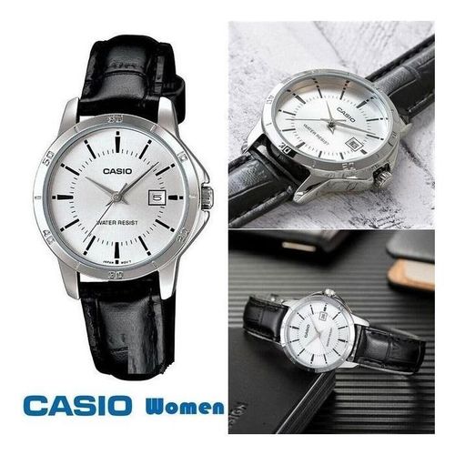 Montre a Bracelet en Cuir Ronde pour Femme avec Cadran Blanc-ltp-v004l-7audf