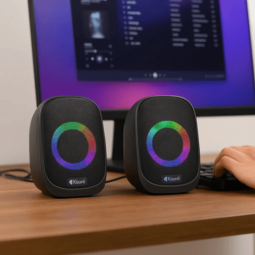Enceintes USB X7 Noires avec Éclairage LED RGB