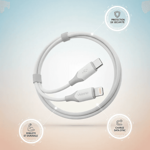 Câble Velano Usb-c Vers Lightning 60w Blanc – Charge Ultra Rapide & Transfert De Données Sécurisé