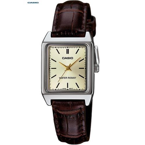 Montre À Bracelet En Cuir Rectangulaire Analogique-ltp-v007l-9eudf