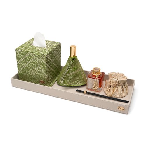 Grand Plateau Senteurs Tissu Tradition / Tissu Gharza Vert