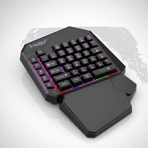 T-WOLF T19 – Clavier Mécanique à Une Main RGB pour Jeu + Brosse de Nettoyage Offerte