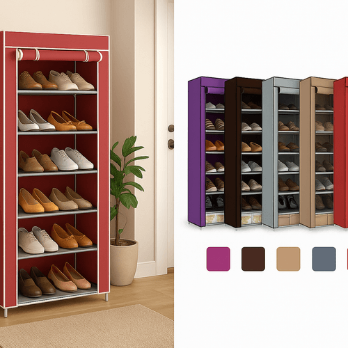 Armoire à Chaussures avec Couverture en Tissu, Rangement Pratique pour les Chaussures et Vêtements (Colleur Aléatoire)