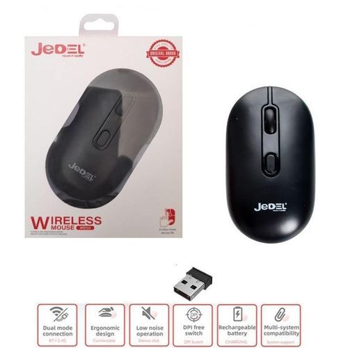 Jedel Souris Ergonomique Sans Fil WD133 Usb 2.4G rechargeable Bluetooth 4 boutons