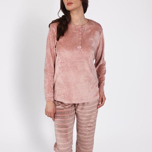 Ensemble pyjama rose à col boutonné | Collection La Douceur d’Hiver
