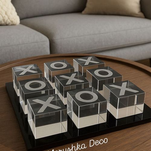 Jeu de morpion décoratif en cristal