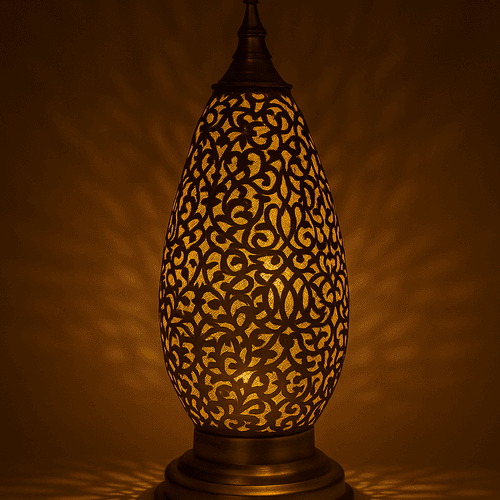 Lampe de table marocaine en laiton – Lampe en métal à motifs anciens pour sol ou console