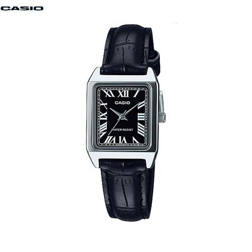 Montre pour femme Bracelet en cuir noir cadran romain résistant à l'eau-Ltp-v007l-1budf