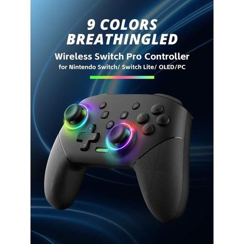 Manette sans fil RGB Multifonctions, avec batterie 1000mAh, Fonction Turbo programmable