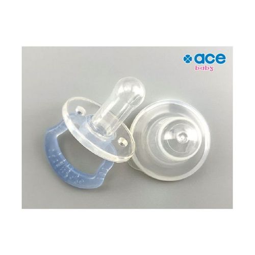 Sucette ACE BABY One Piece 100% silicone (0-18+ mois) Tétine cerise, collerette ronde, transparente, Hisap Bayi