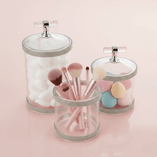 Lot de 3 Boîtes de Rangement Cylindriques en Acrylique Transparent