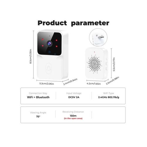 Sonnette vidéo lien WIFI basse consommation,modèle rechargeable sonnette vision nocturne HD sécurité intelligente 1 glisser 1 interphone domestique