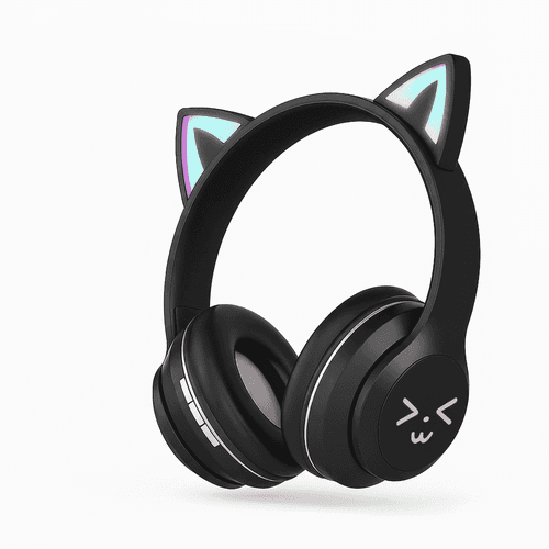 Casque Bluetooth LED Chat Noir