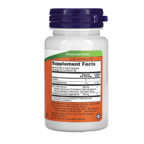 Milk Thistle 150 mg Extrait de chardon-Marie au curcuma, 60 capsules .