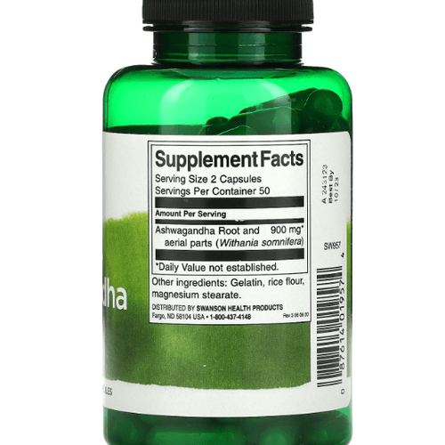 Ashwagandha, 450 mg -  Favorise une sensation de calme et de détente -  100 Capsules Vég