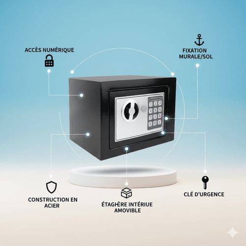 Coffre Fort Electronique - Acier Massif - Clavier Numerique - couleur aleatoire